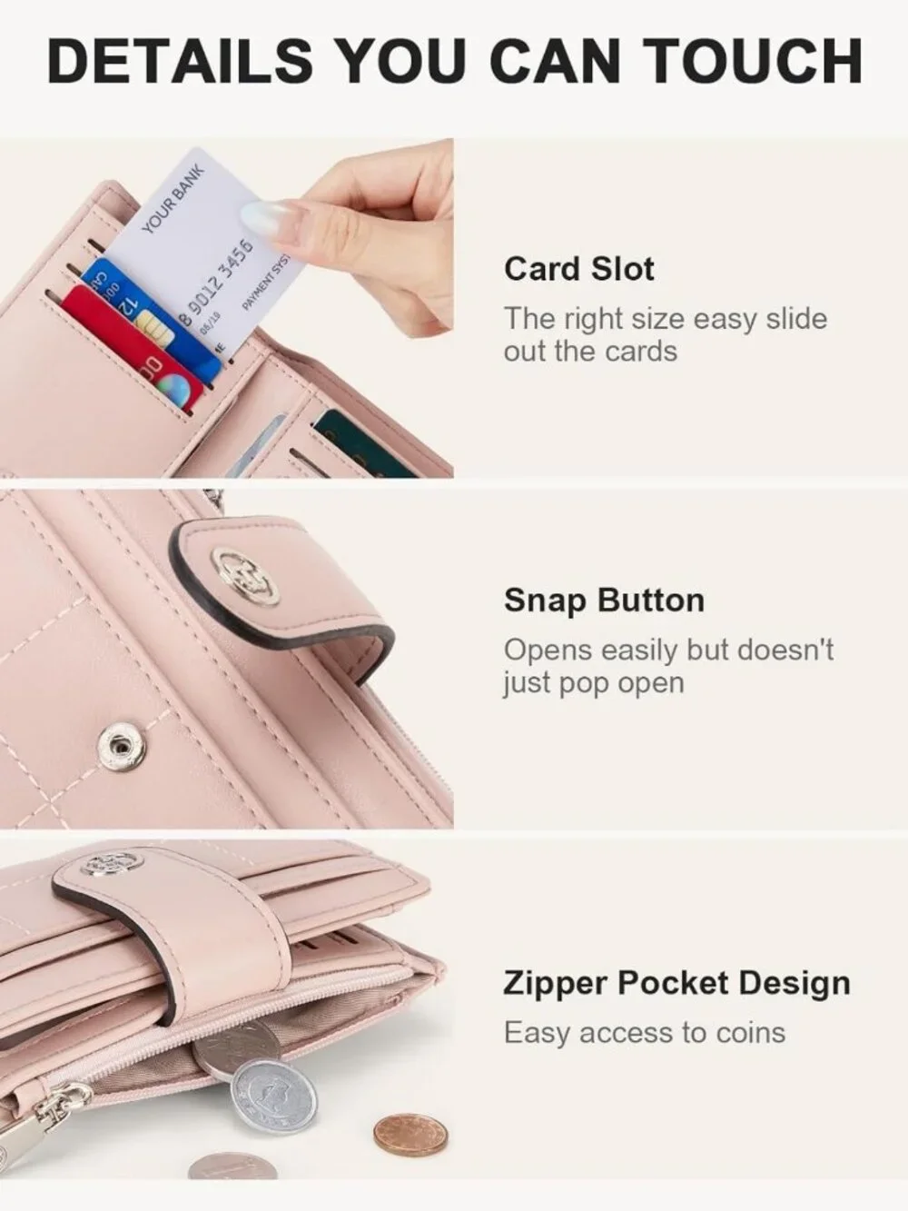 Compact RFID Blocking Leather Wallet for Women - Small Card Holder, Stylish